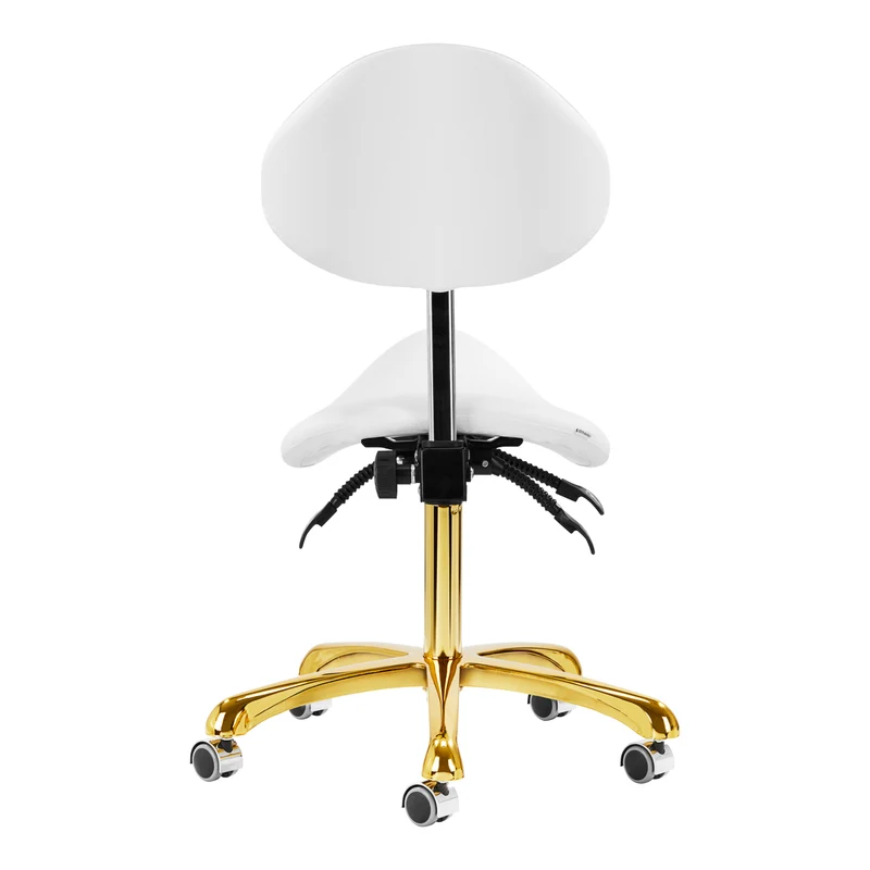Sattelhocker Höhenverstellbar mit Lehne 1004 Giovanni Gold-Weiß