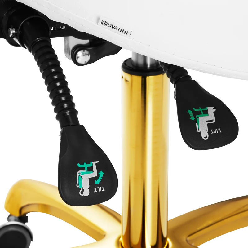 Sattelhocker Höhenverstellbar mit Lehne 1004 Giovanni Gold-Weiß