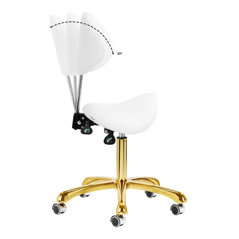 Sattelhocker Höhenverstellbar mit Lehne 1004 Giovanni Gold-Weiß
