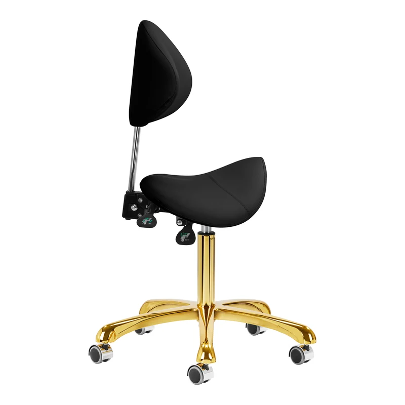 Sattelhocker Höhenverstellbar mit Lehne 1004 Giovanni Gold-Schwarz