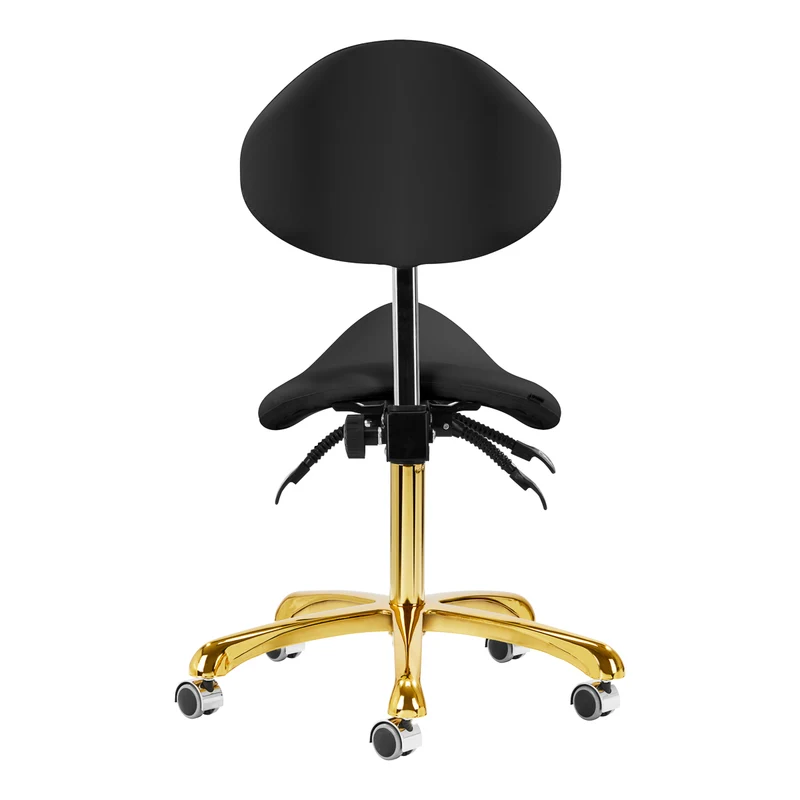 Sattelhocker Höhenverstellbar mit Lehne 1004 Giovanni Gold-Schwarz