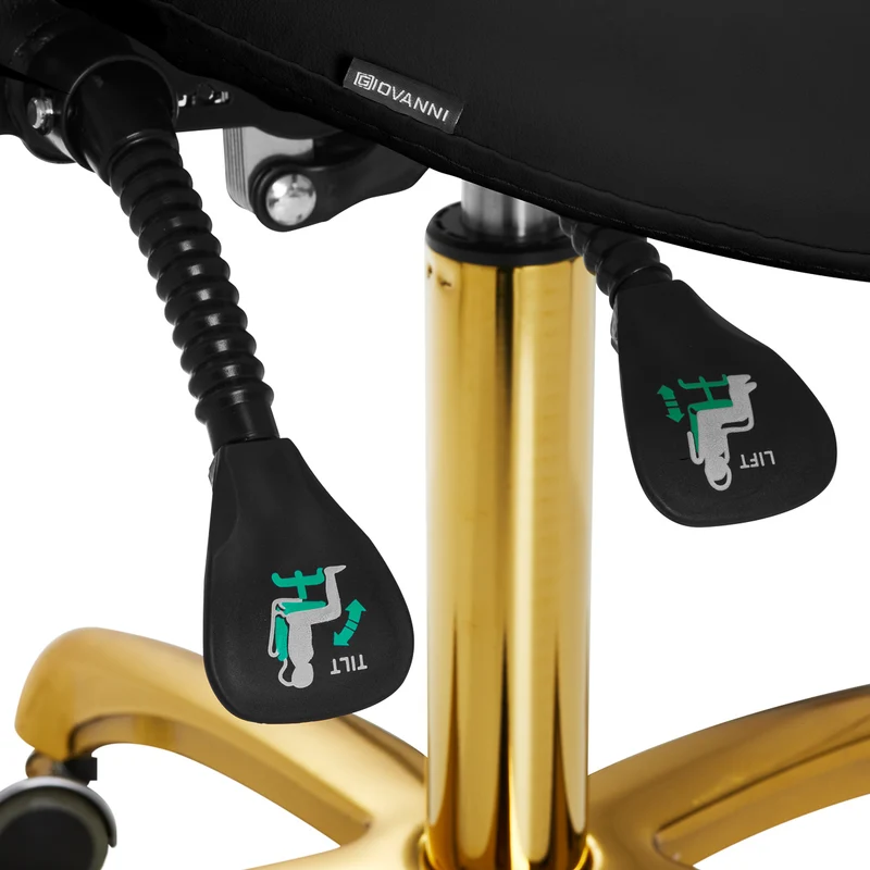 Sattelhocker Höhenverstellbar mit Lehne 1004 Giovanni Gold-Schwarz
