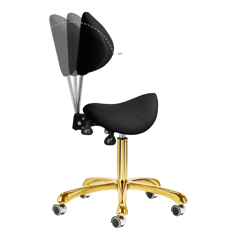 Sattelhocker Höhenverstellbar mit Lehne 1004 Giovanni Gold-Schwarz