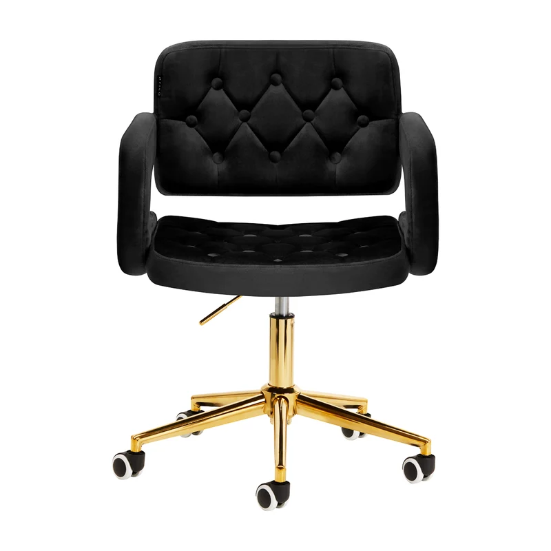 Stuhl Höhenverstellbar mit Lehne Samt 4Rico QS-OF213G Gold Schwarz