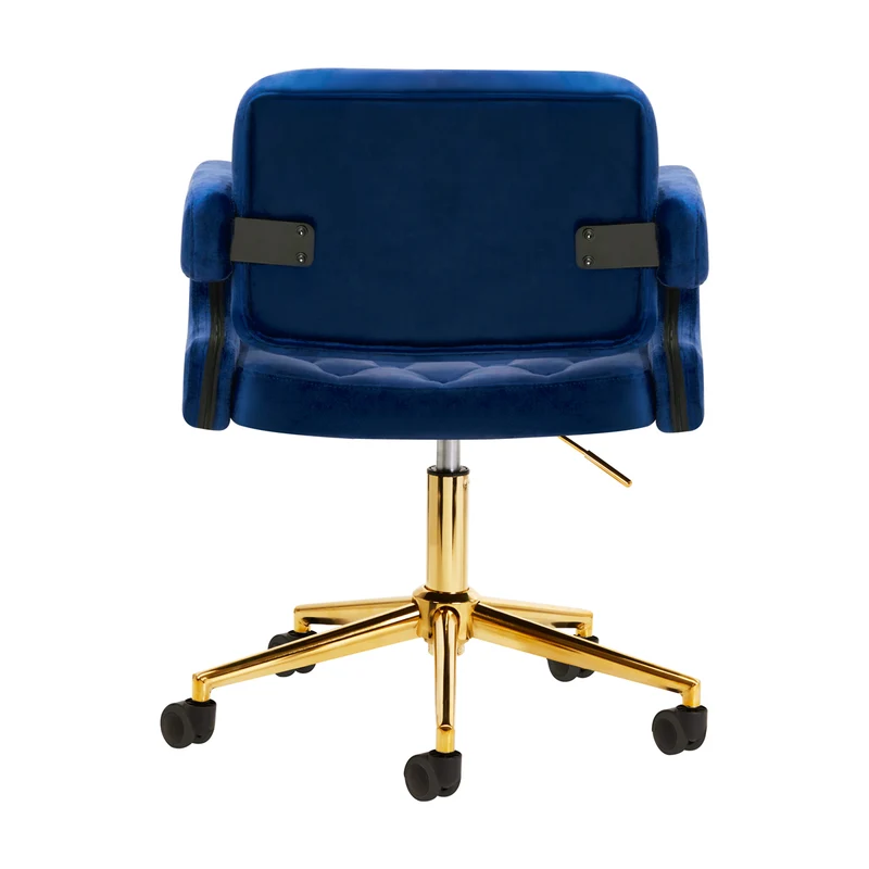 Stuhl Samt Höhenverstellbar mit Lehne 4Rico QS-OF213G Gold-Marineblau