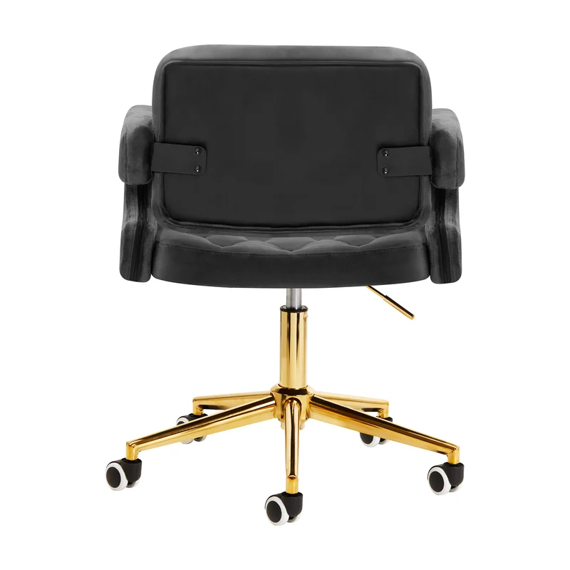Stuhl Samt Höhenverstellbar mit Lehne 4Rico QS-OF213G Gold-Grau