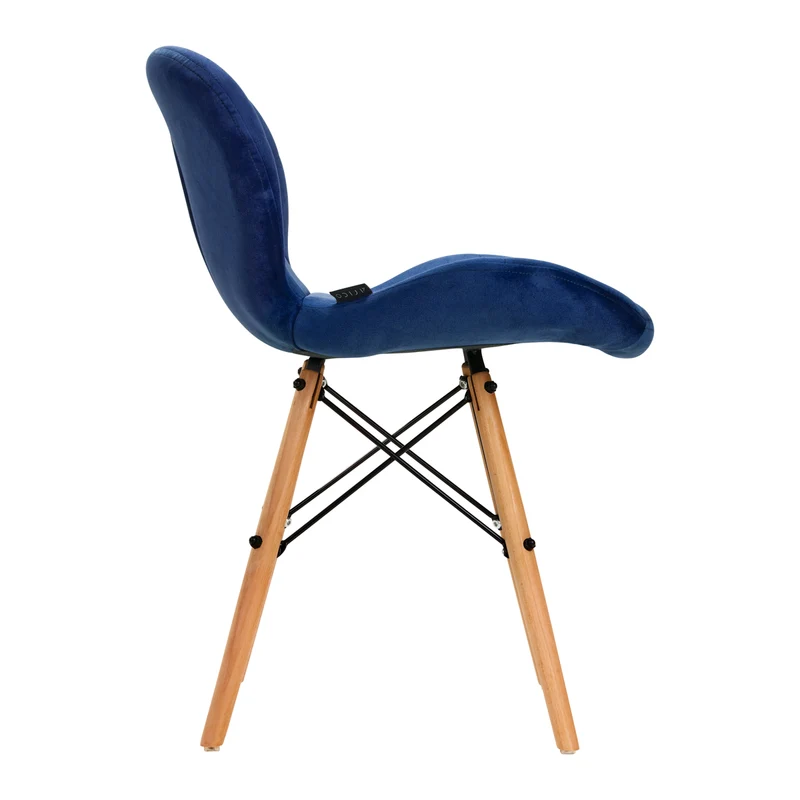 Stuhl Höhenverstellbar mit Lehne 4Rico QS-186 Samt Marineblau