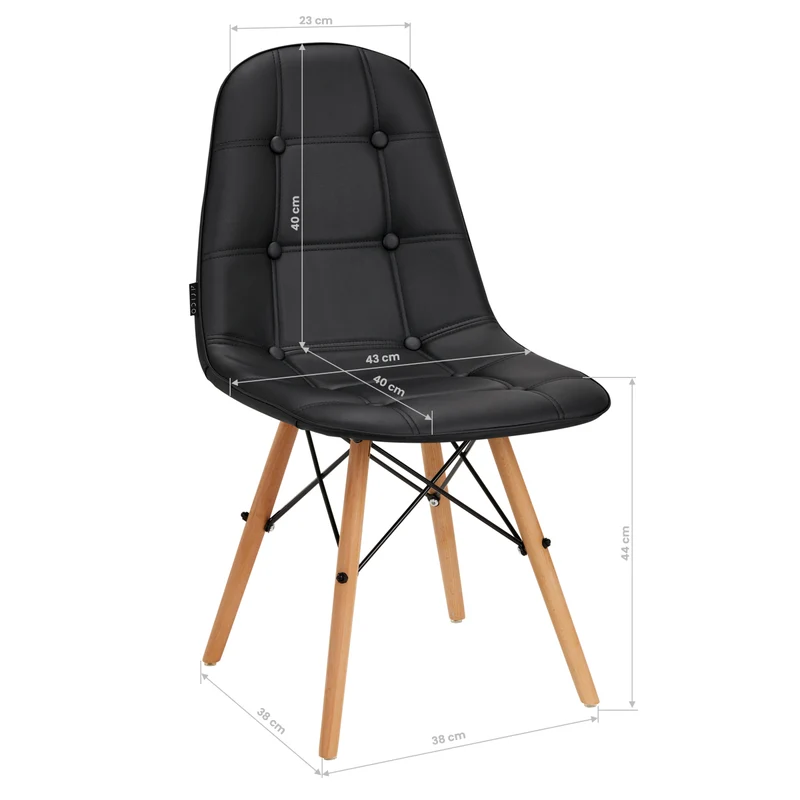 Stuhl Höhenverstellbar mit Lehne 4Rico QS-185 Ökoleder Schwarz