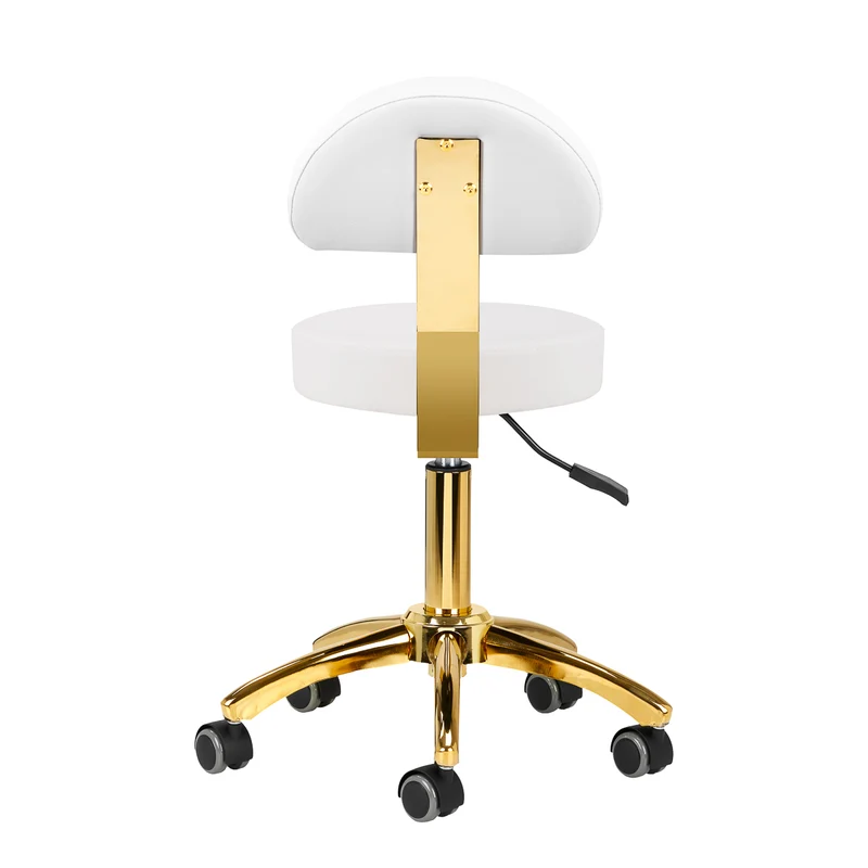 Rollhocker Höhenverstellbar mit Lehne AM-304G Gold-Weiß