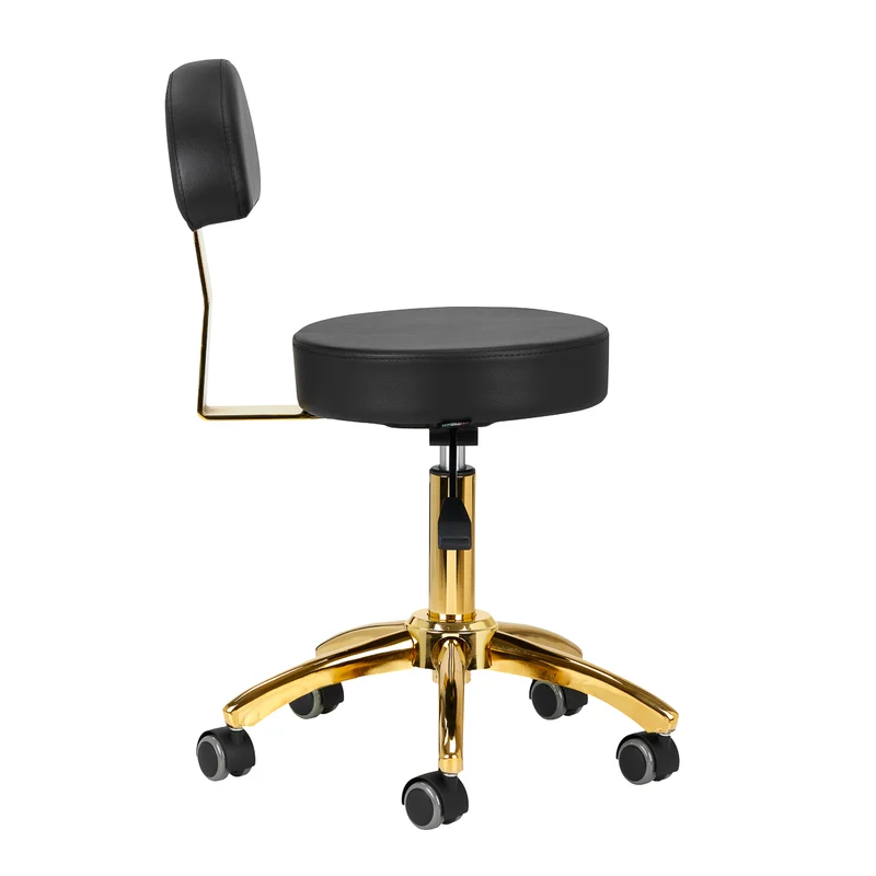 Rollhocker Höhenverstellbar mit Lehne AM-304G Gold-Schwarz