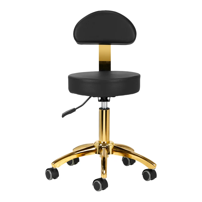 Rollhocker Höhenverstellbar mit Lehne AM-304G Gold-Schwarz