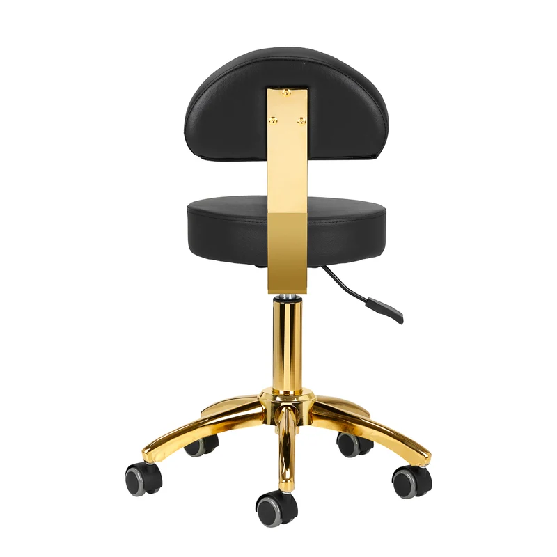 Rollhocker Höhenverstellbar mit Lehne AM-304G Gold-Schwarz