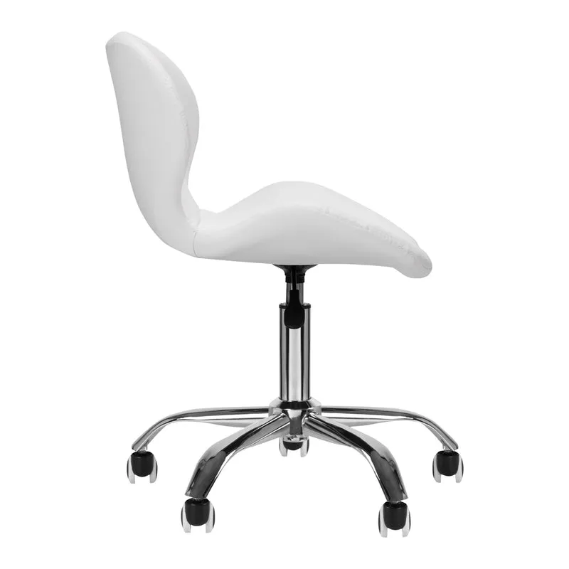 Rollhocker Höhenverstellbar mit Lehne QS-06 Weiß