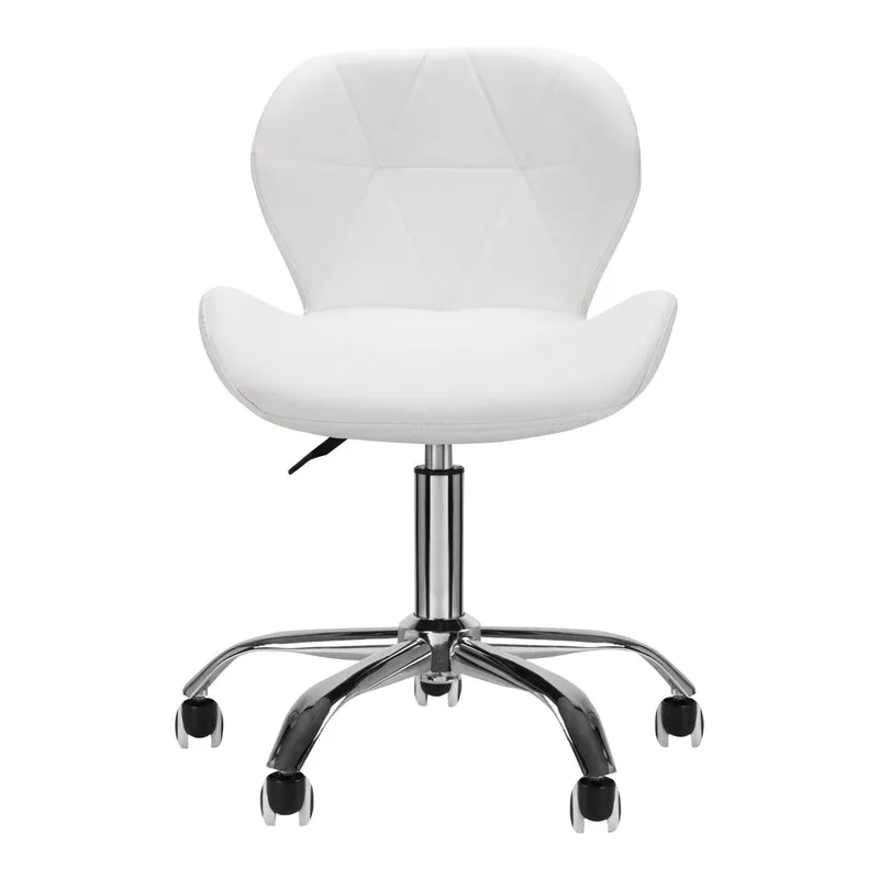 Rollhocker Höhenverstellbar mit Lehne QS-06 Weiß