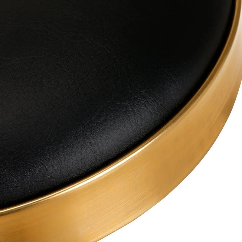 Arbeitshocker Höhenverstellbar Eco Leder H7 Gold Schwarz