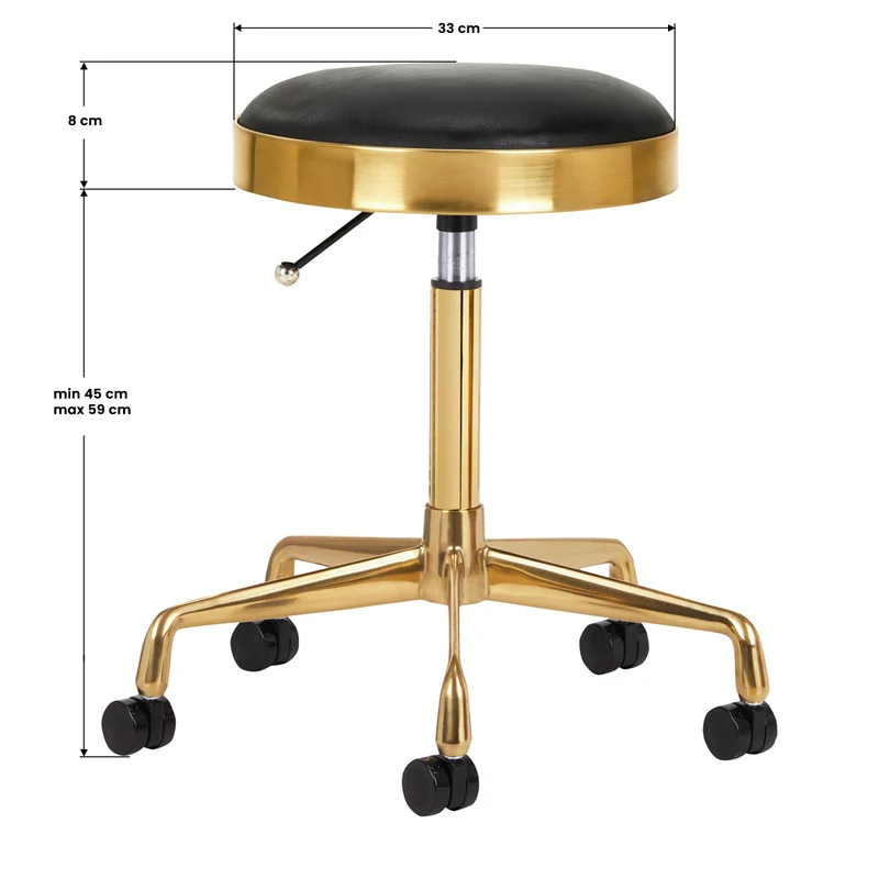 Arbeitshocker Höhenverstellbar Eco Leder H7 Gold Schwarz