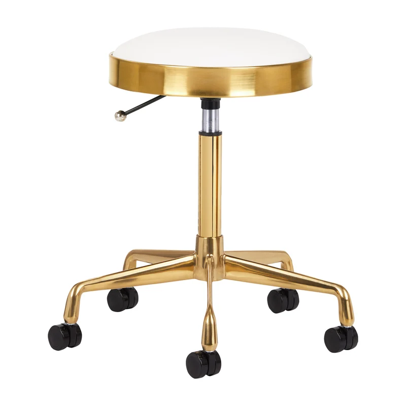 Arbeitshocker Höhenverstellbar Eco Leder H7 Gold Weiß
