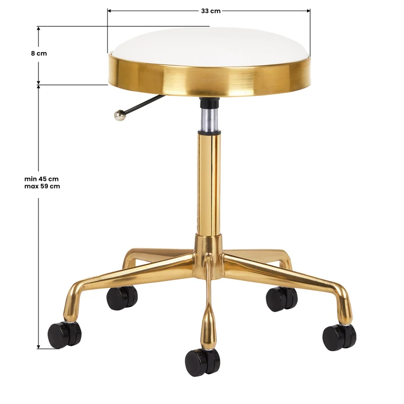 Arbeitshocker Höhenverstellbar Eco Leder H7 Gold Weiß