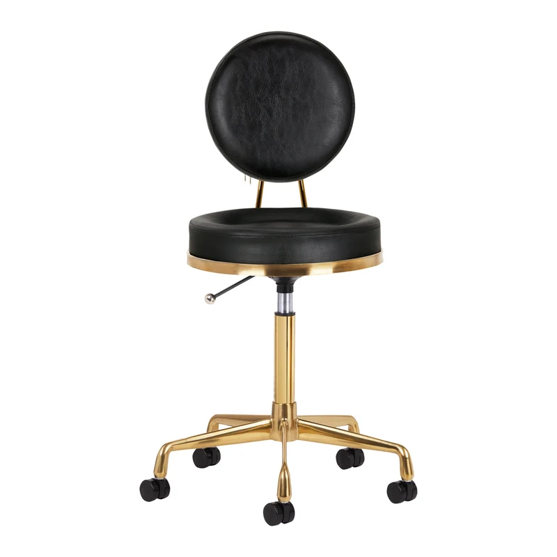 Rollhocker Höhenverstellbar mit Lehne H5 Gold Schwarz