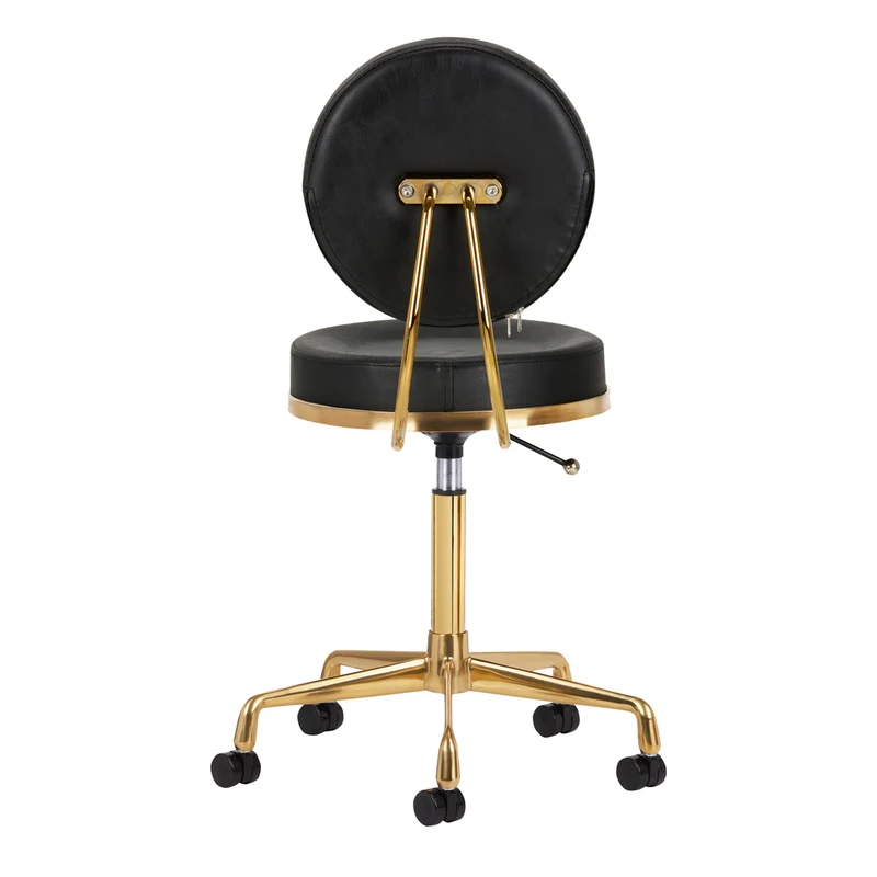 Rollhocker Höhenverstellbar mit Lehne H5 Gold Schwarz