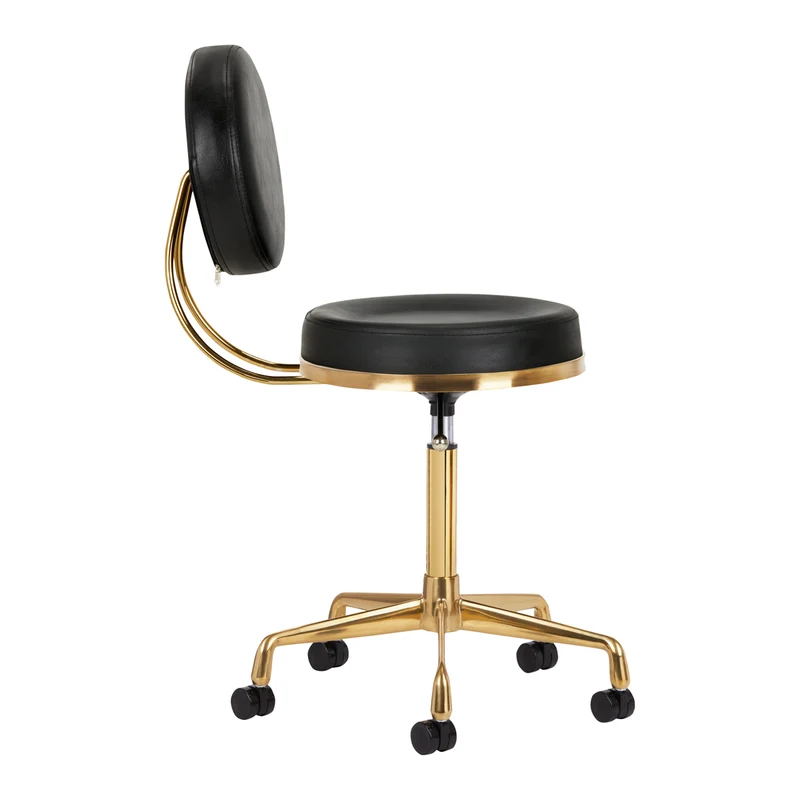 Rollhocker Höhenverstellbar mit Lehne H5 Gold Schwarz