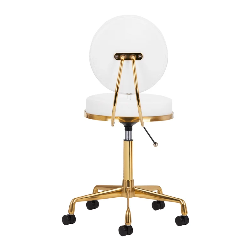 Rollhocker Höhenverstellbar mit Lehne H5 Gold Weiß