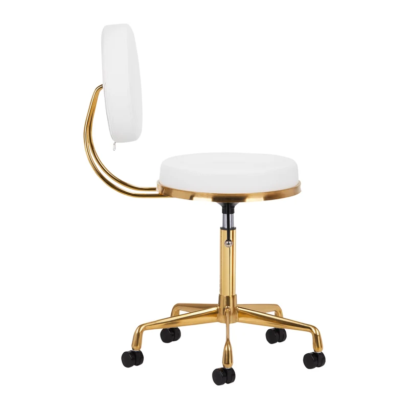 Rollhocker Höhenverstellbar mit Lehne H5 Gold Weiß
