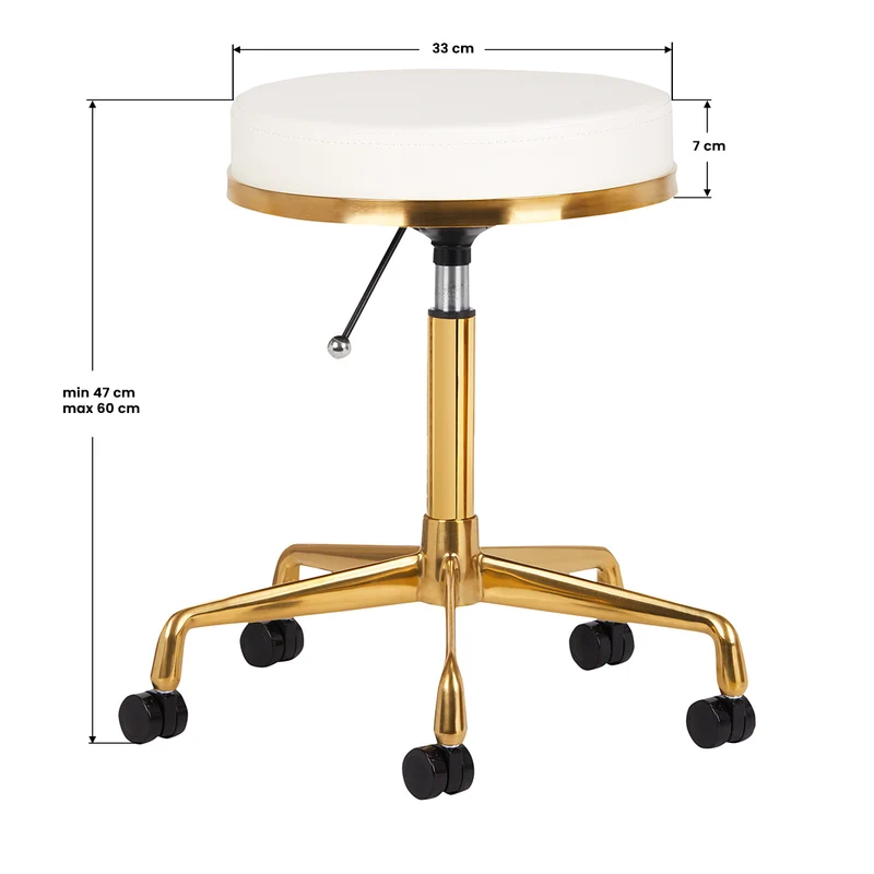 Rollhocker Höhenverstellbar H4 Gold Weiß