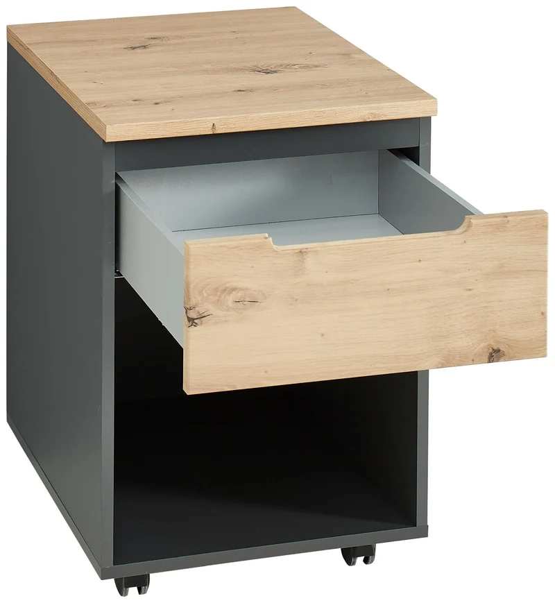 Rollcontainer MEMPHIS Front Artisan Eiche Korpus Graphit 1 Schublade