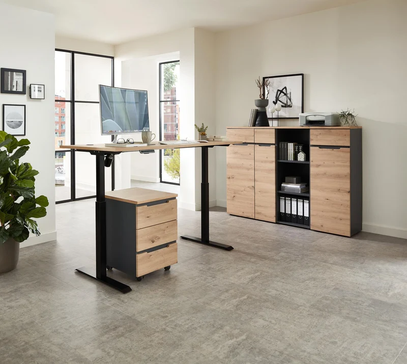 Büroregal MEMPHIS GH14 45 cm Oberboden Artisan Eiche Korpus Graphit