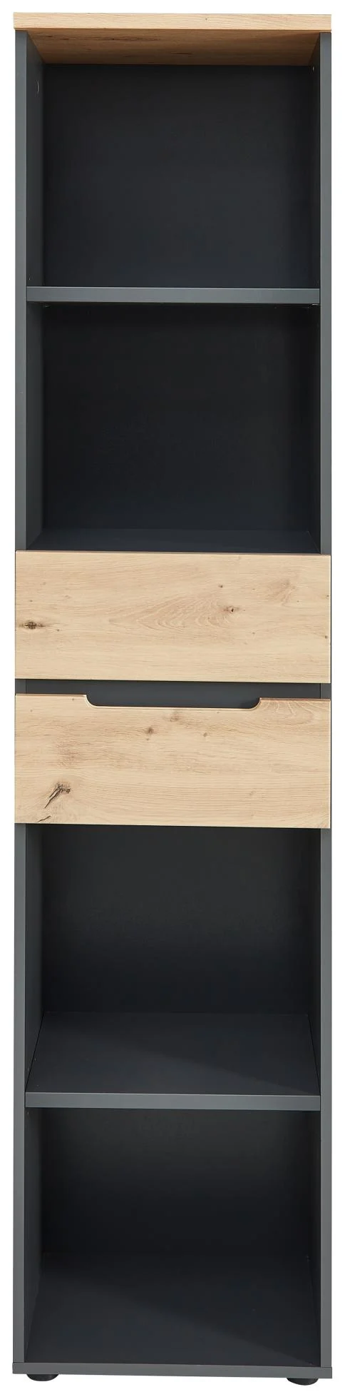 Büroregal MEMPHIS mit 2 Schubkästen Front Artisan Eiche Korpus Graphit