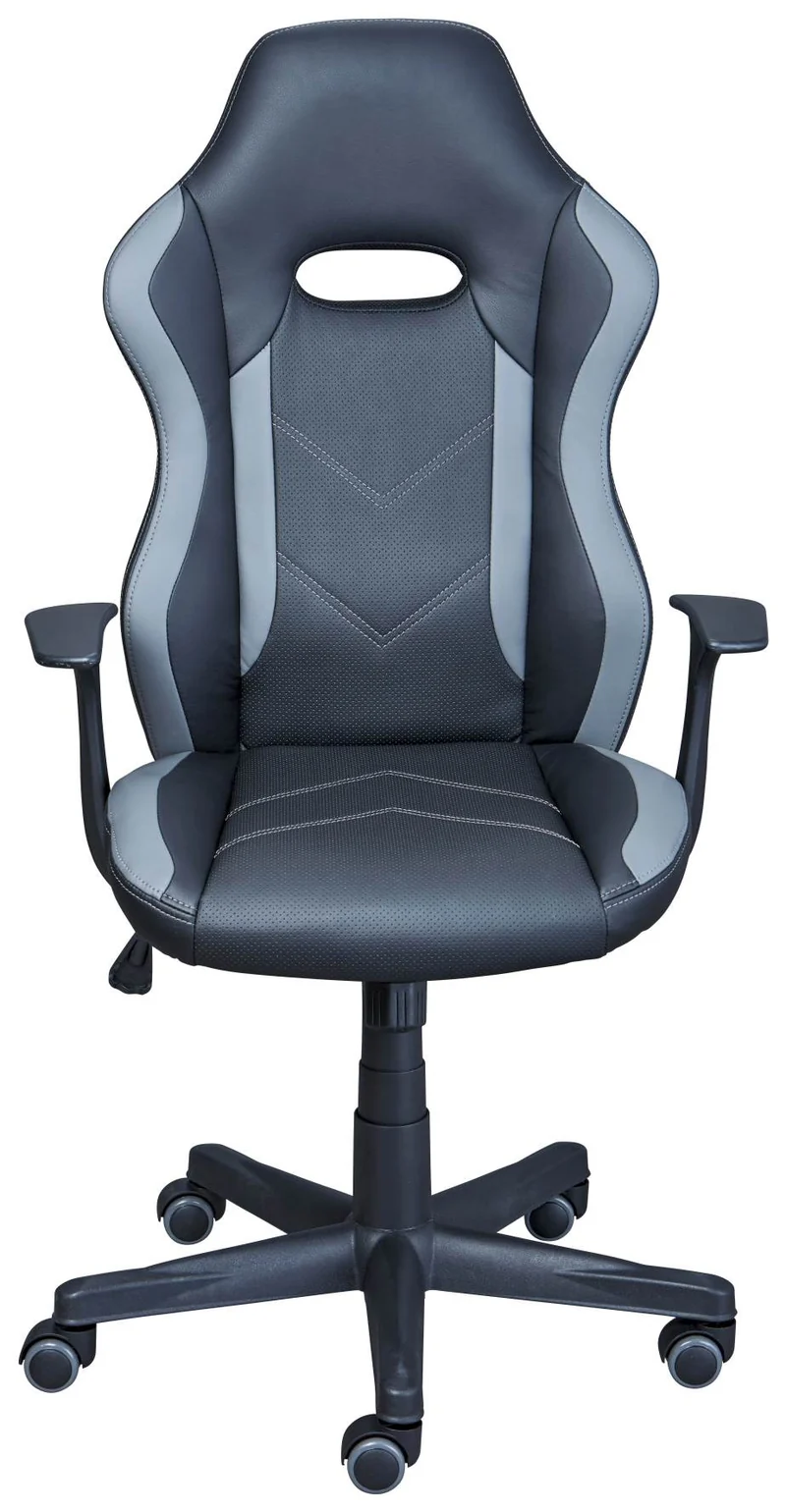 Drehstuhl Bürodrehstuhl MYHOMI Kunstleder Schwarz / Grau mit Armlehne