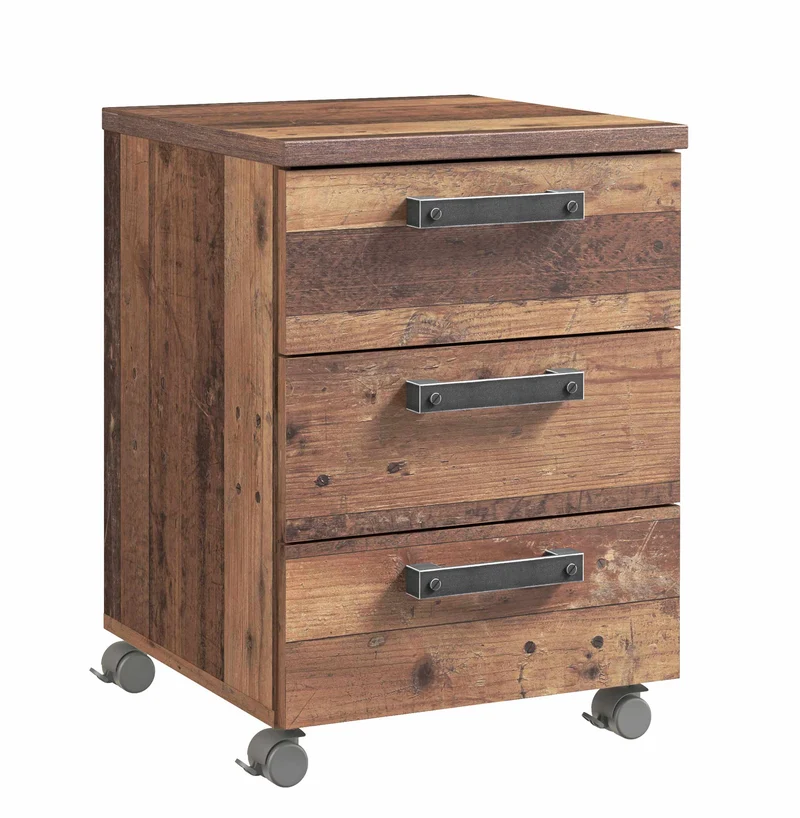 Rollcontainer CLIF 3 Schubladen Optik: Old Wood Vintage von Forte