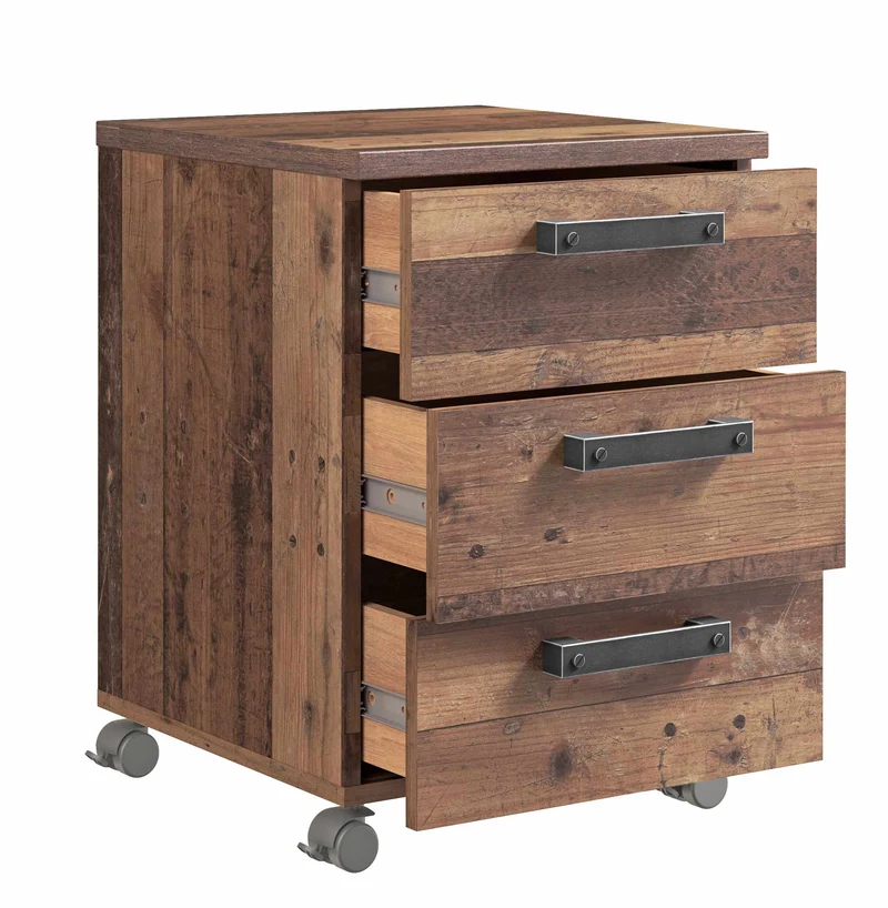 Rollcontainer CLIF 3 Schubladen Optik: Old Wood Vintage von Forte