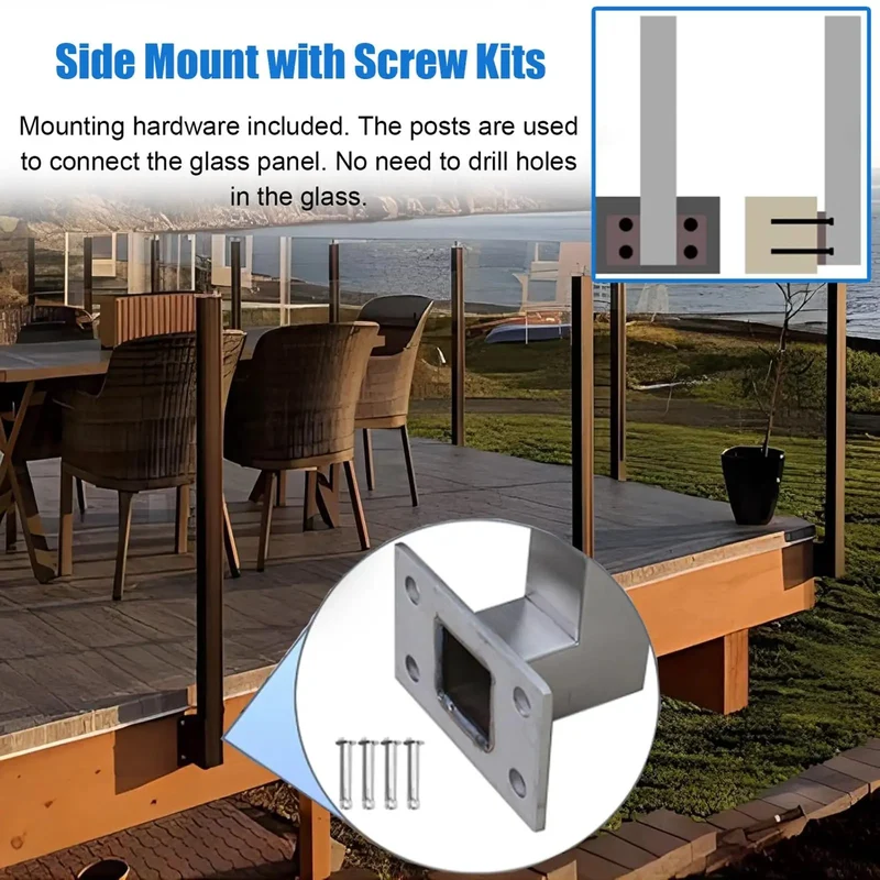Heavy Duty Black Deck Railing System Wall Mount Balcony Fence With Clip Infill Kit And Custom 48 Inch Left End Guardrail Posts For A Rock Solid Backyard Setup