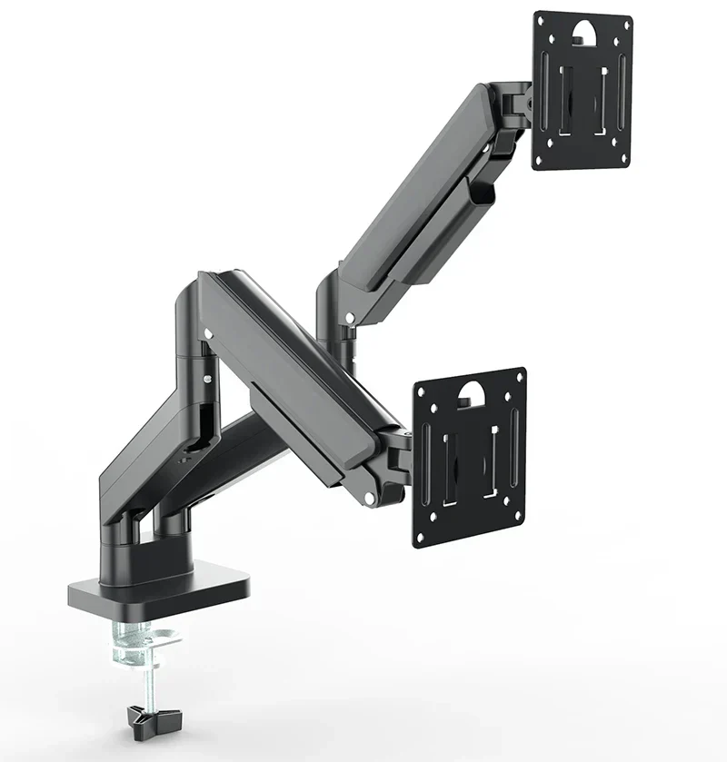 Dual-Monitor-Halterung für 17–32 Zoll Bildschirme – Schwenkbar, Neigbar, Höhenverstellbar – 2–10 kg Tragkraft pro Arm – Schwarz/Weiß