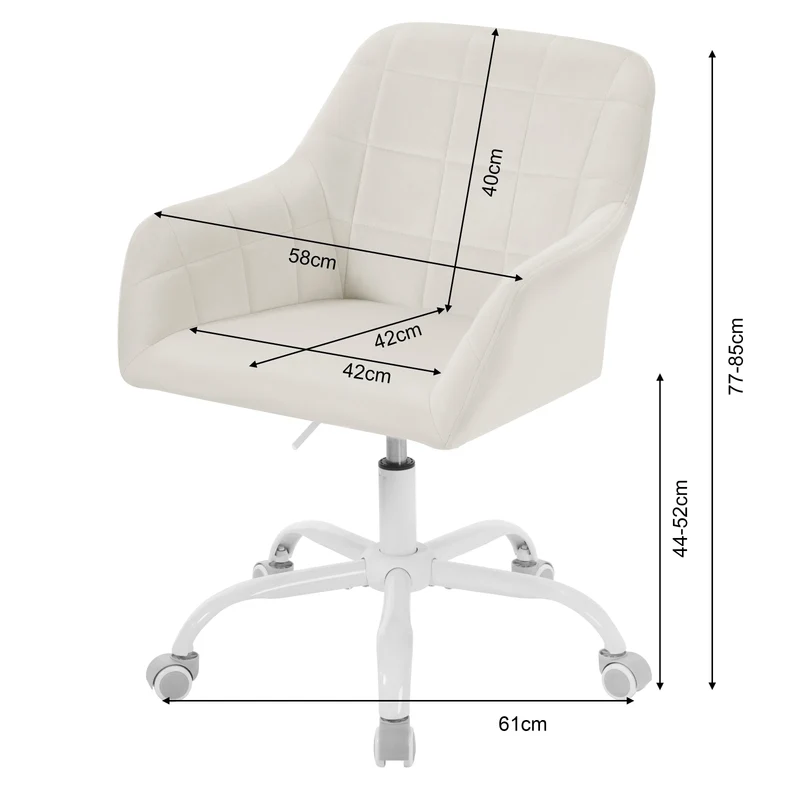 Höhenverstellbarer Ergonomischer Bürostuhl mit Rollen – Drehbar – Mit Armlehnen – 58 x 77–85 x 60,5 cm