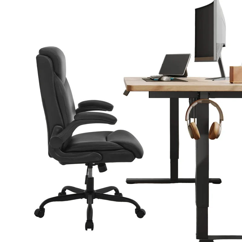 Bürostuhl – Höhenverstellbar & Drehbar – Gepolstert mit Klapparmen – 67 x 113 cm