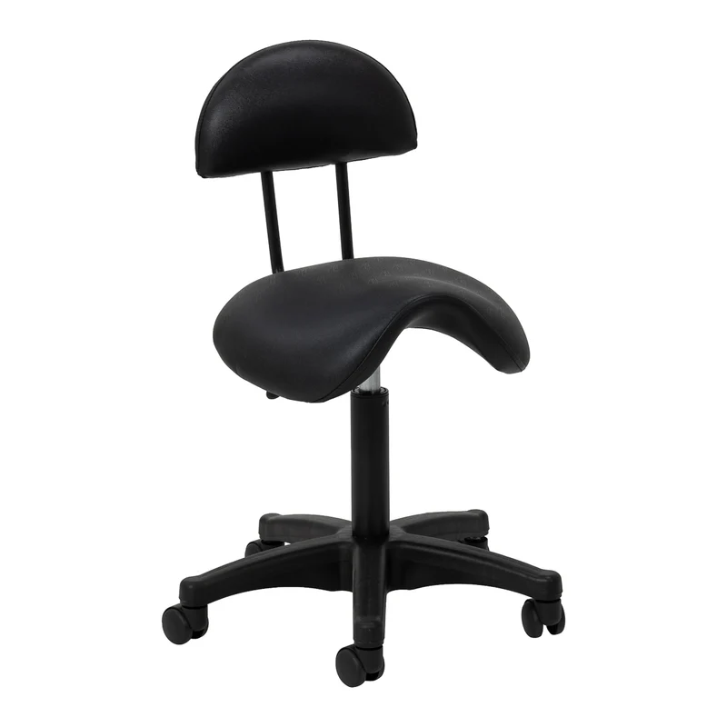 Rollhocker Höhenverstellbar mit Lehne 6001B Schwarz