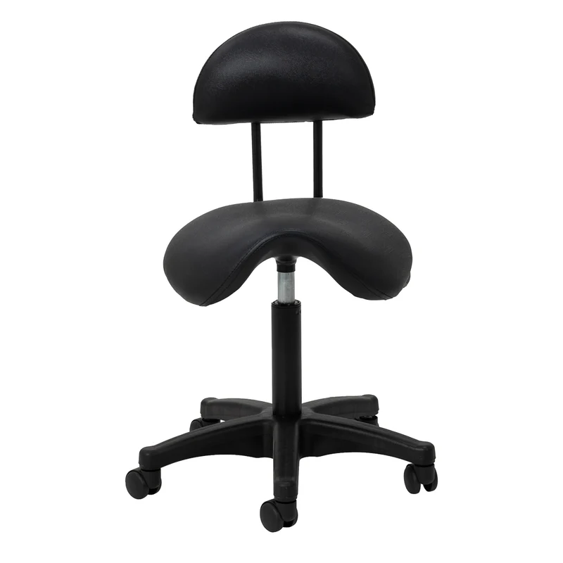 Rollhocker Höhenverstellbar mit Lehne 6001B Schwarz