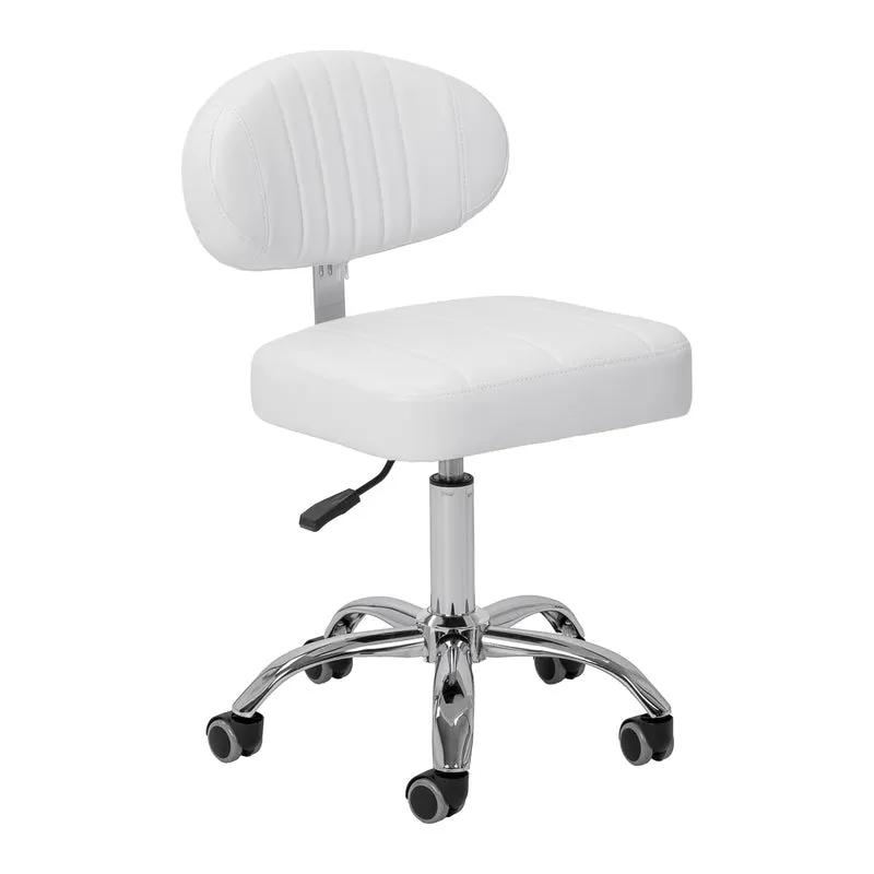 Rollhocker Höhenverstellbar mit Lehne Giovanni Y08 Weiß