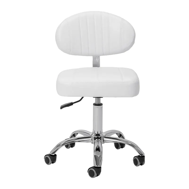 Rollhocker Höhenverstellbar mit Lehne Giovanni Y08 Weiß