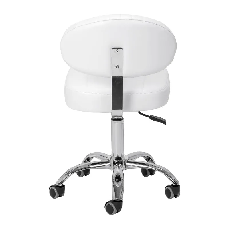 Rollhocker Höhenverstellbar mit Lehne Giovanni Y08 Weiß
