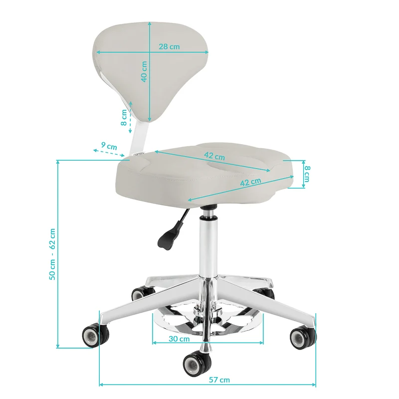 Rollhocker Höhenverstellbar mit Lehne Azzurro 156F Grau