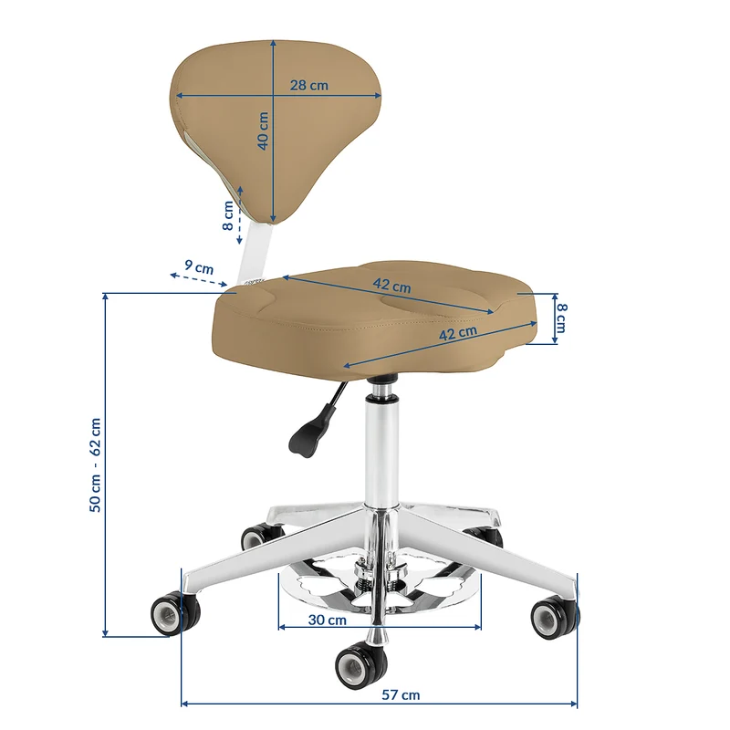Rollhocker Höhenverstellbar mit Lehne Azzurro 156F Beige