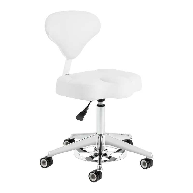 Rollhocker Höhenverstellbar mit Lehne Azzurro 156F Schneeweiß