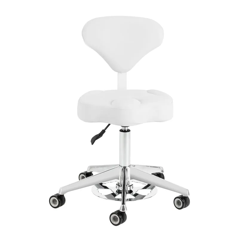 Rollhocker Höhenverstellbar mit Lehne Azzurro 156F Schneeweiß