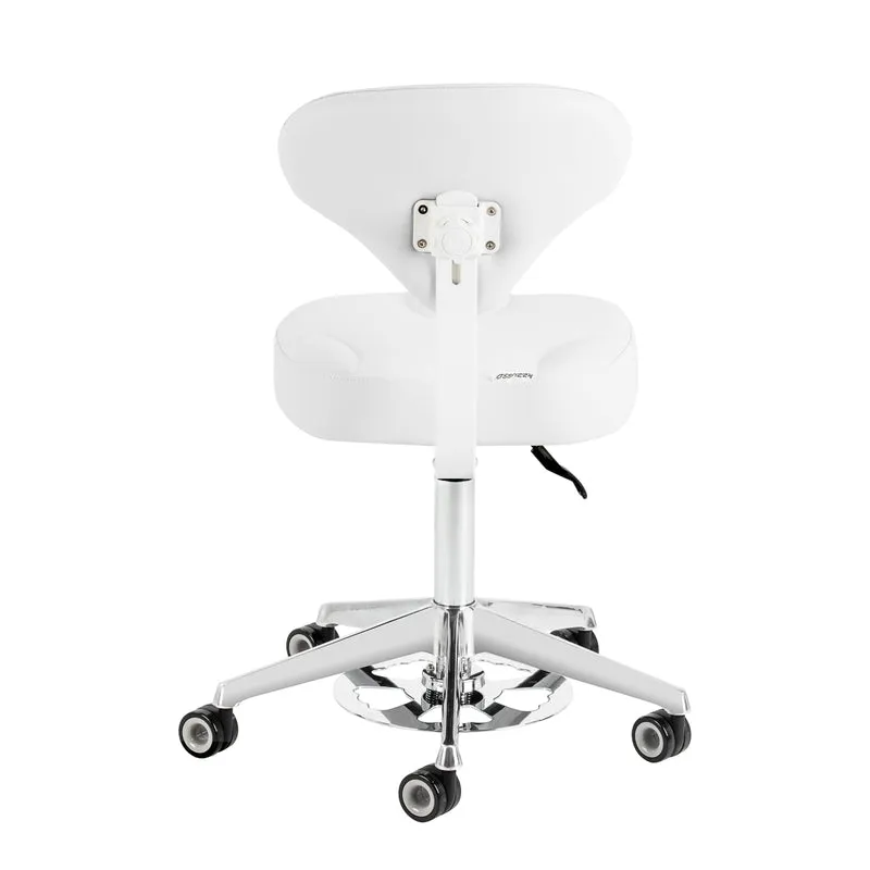 Rollhocker Höhenverstellbar mit Lehne Azzurro 156F Schneeweiß