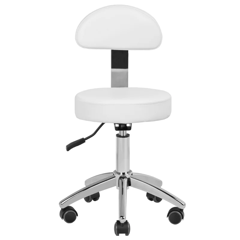 Rollhocker Höhenverstellbar mit Lehne 304P Weiß