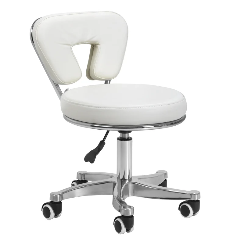 Rollhocker Höhenverstellbar mit Lehne 9266 Weiß